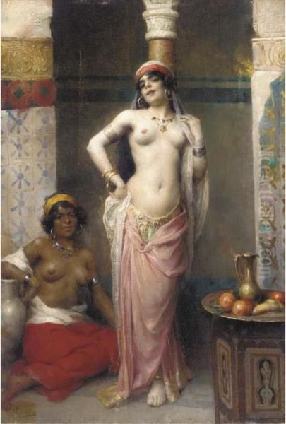 Harem Beauties Oil Painting by Henri Adriene Tanoux