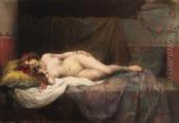 L'odalisque Oil Painting by Henri Adriene Tanoux