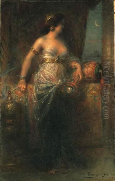 An Odalisque Oil Painting by Henri Adriene Tanoux