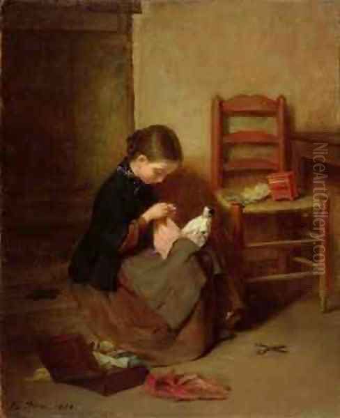 The Little Dressmaker Oil Painting by Edouard Frere