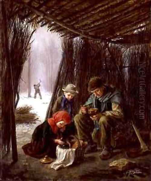 The Woodcutters Meal Oil Painting by Edouard Frere