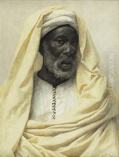 Africain Vetu D'une Draperie Jaune Pale Oil Painting by Jose Tapiro Y Baro