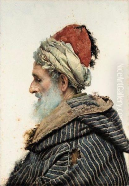 Viejo Moro (moorish Man) Oil Painting by Jose Tapiro Y Baro