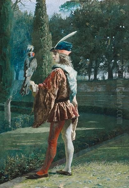 The Falconer Oil Painting by Jose Tapiro Y Baro