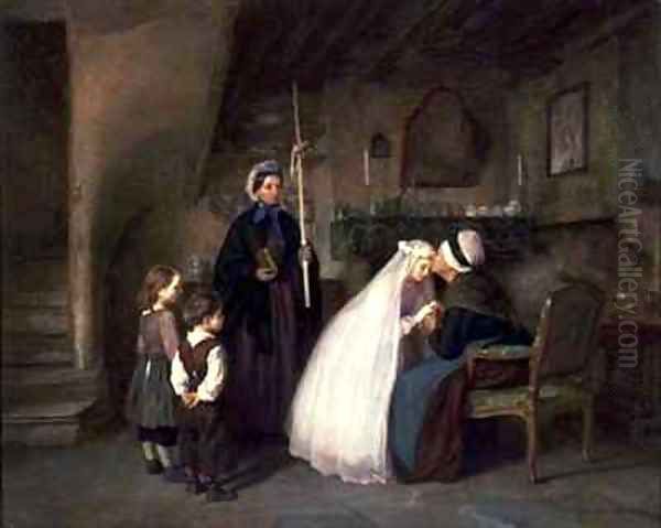 The First Communion Oil Painting by Edouard Frere