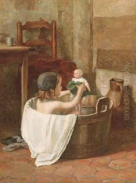 A special bathe Oil Painting by Edouard Frere