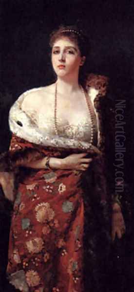 Portrait Of A Lady Oil Painting by Michetti Francesco Paolo