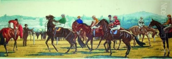 Scenes At Longchamp Oil Painting by Maurice Taquoy