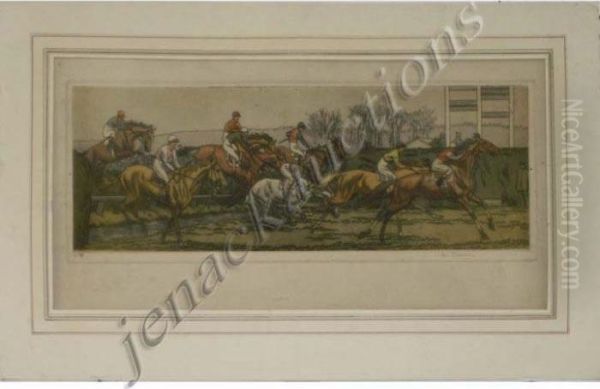 Steeplechase Oil Painting by Maurice Taquoy