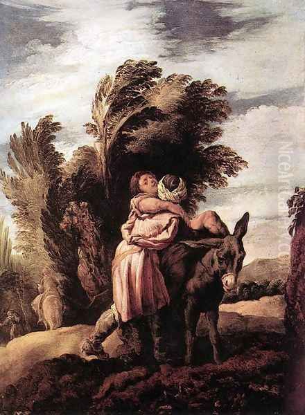 Parable of the Good Samaritan c. 1623 Oil Painting by Domenico Fetti