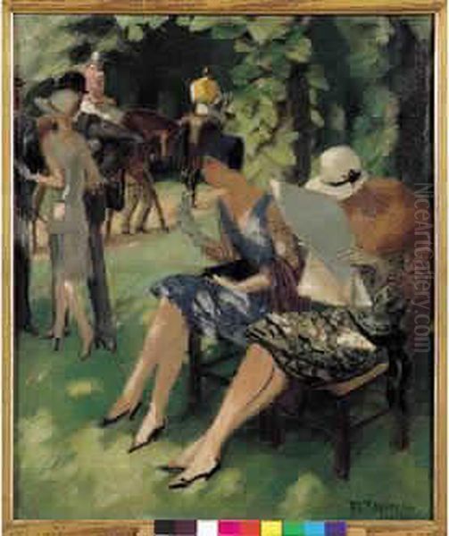 Elegantes Aux Courses Oil Painting by Maurice Taquoy