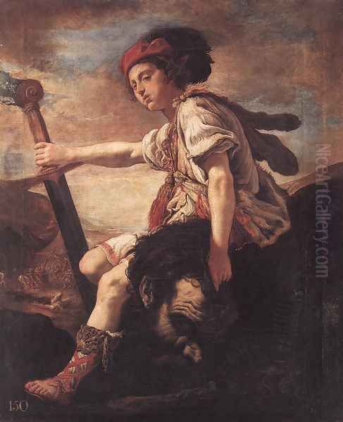 David with the Head of Goliath c. 1620 Oil Painting by Domenico Fetti