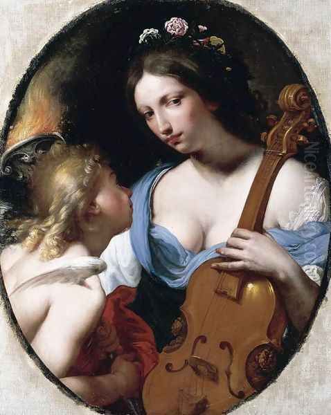 Personification of Music (St Cecilia) c. 1650 Oil Painting by Antonio Franchi