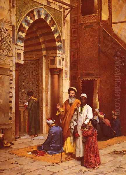 L'Aveugle A La Mosquee (Blind man at the Mosque) Oil Painting by Arthur von Ferraris