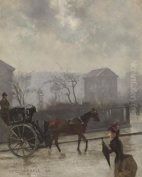 Hansom Cab In London Oil Painting by Edmund Charles Tarbell