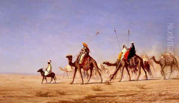 A Caravan Crossing the Desert Oil Painting by Charles Theodore Frere