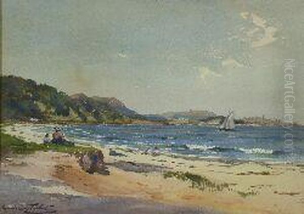 Edinburgh Seen From Gosford Bay Oil Painting by J.A. Henderson Tarbet