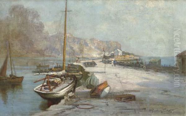 Aberdour Harbour Oil Painting by J.A. Henderson Tarbet