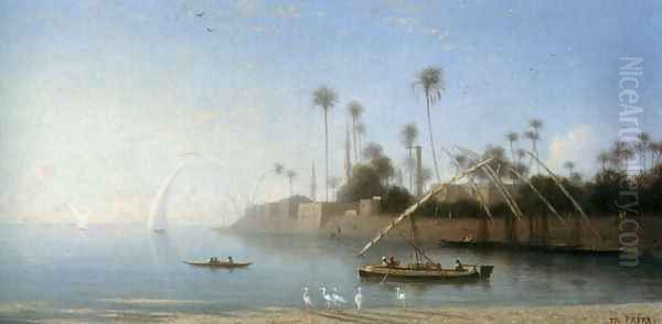 A view of Beni Souef, Egypt Oil Painting by Charles Theodore Frere