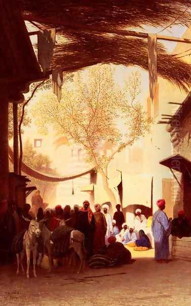 A Market Place, Cairo Oil Painting by Charles Theodore Frere