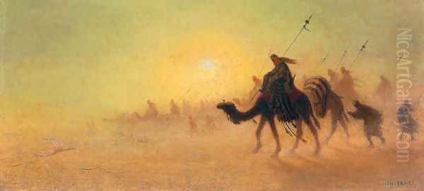 Crossing the Desert Oil Painting by Charles Theodore Frere