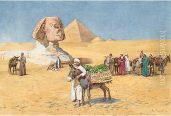 Les Aniers Devant Le Sphinx Oil Painting by Enrico Tarenghi