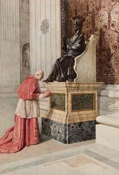 Cardinale Bacia Il Piede Del San Pietro Oil Painting by Enrico Tarenghi