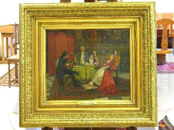 Drawing Room Musician And Figures Oil Painting by Enrico Tarenghi