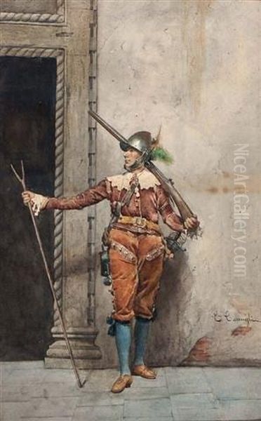 Apapal Guard Oil Painting by Enrico Tarenghi