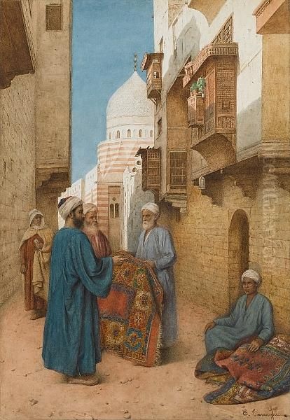 The Rug Traders Oil Painting by Enrico Tarenghi