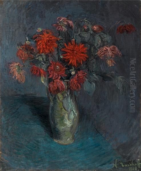 Flowers In A Vase Oil Painting by Nikolai Aleksandrovich Tarkhov