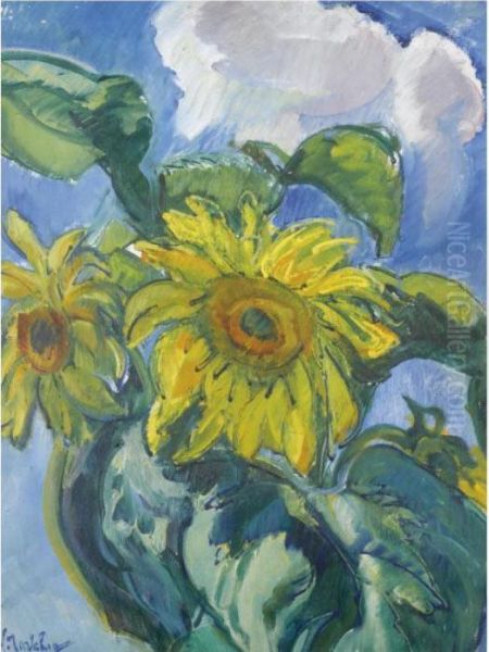 Sunflowers Oil Painting by Nikolai Aleksandrovich Tarkhov