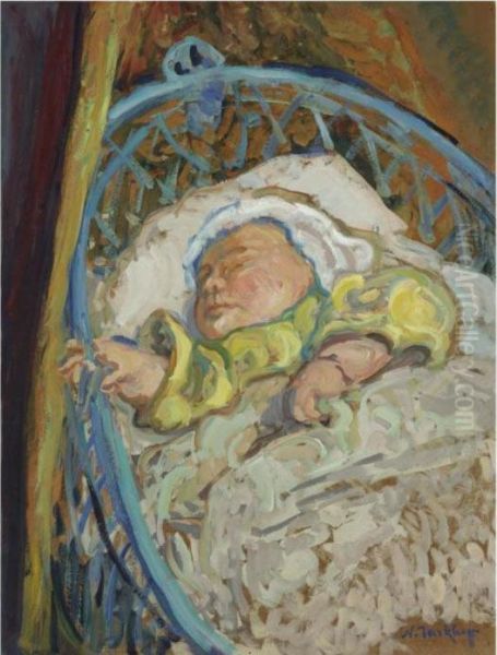 In The Cradle Oil Painting by Nikolai Aleksandrovich Tarkhov