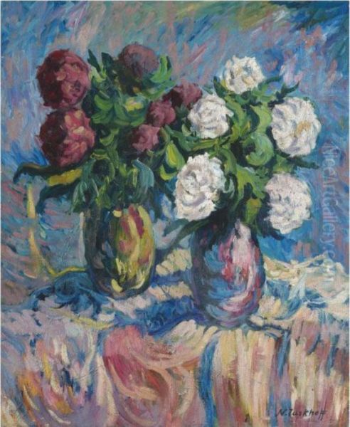 Still Life Of Flowers Oil Painting by Nikolai Aleksandrovich Tarkhov