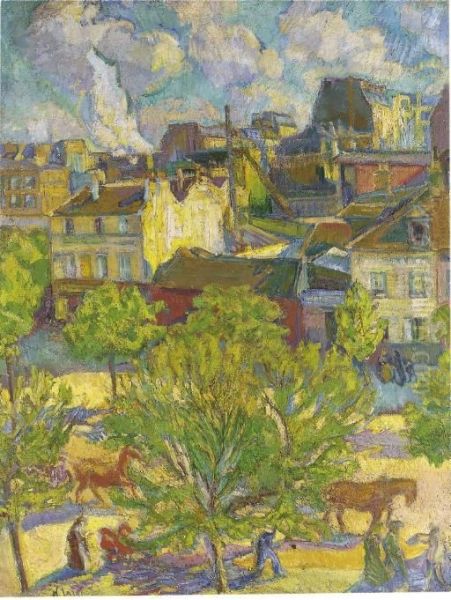 A Summer's Afternoon At Place Du Maine, Paris Oil Painting by Nikolai Aleksandrovich Tarkhov