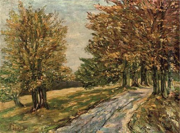 An Autumnal Path Oil Painting by Nikolai Aleksandrovich Tarkhov