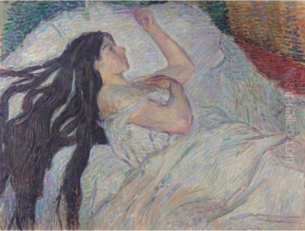 Lady In Bed Oil Painting by Nikolai Aleksandrovich Tarkhov