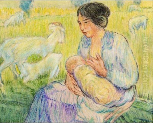 Mother And Child Oil Painting by Nikolai Aleksandrovich Tarkhov