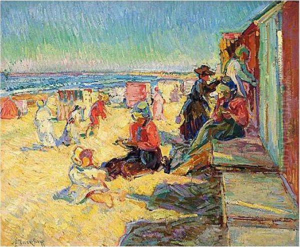 Beach Scene, C.1905 Oil Painting by Nikolai Aleksandrovich Tarkhov