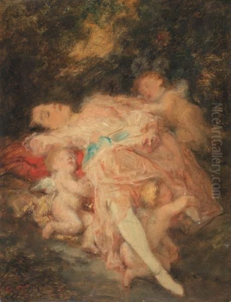 Venus Et Les Amours Oil Painting by Octave Tassaert