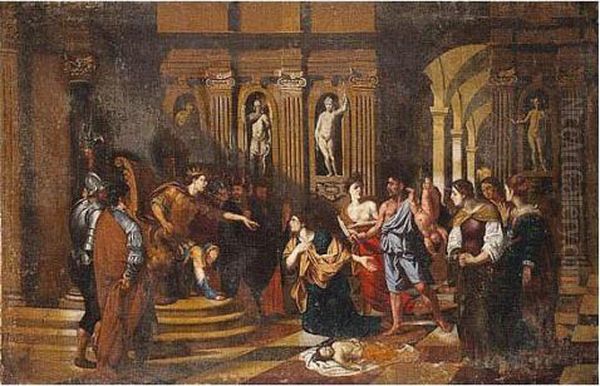 The Judgement Of Solomon Oil Painting by Jean Tassel