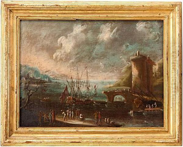 Cappricio Harbour Scene Oil Painting by Agostino Tassi