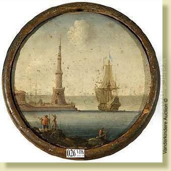 L'entree Du Port Animee Oil Painting by Agostino Tassi