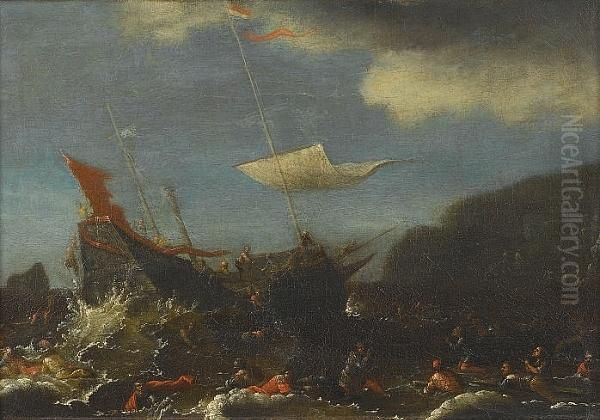 Saint Paul Shipwrecked Off The Island Of Malta Oil Painting by Agostino Tassi