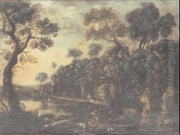 Paesaggio Con Figure Oil Painting by Agostino Tassi