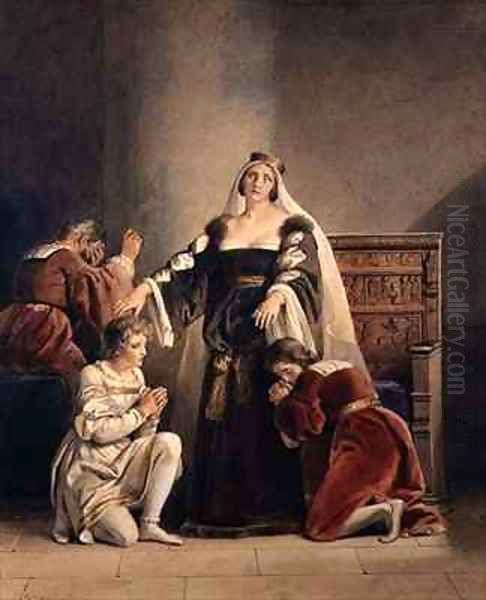 Queen Elizabeth Bidding Farewell to Her Sons Oil Painting by Alexandre Evariste Fragonard