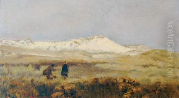 Les Chasseurs Dans Les Dunes, Environs De Berck Oil Painting by Francis Tattegrain