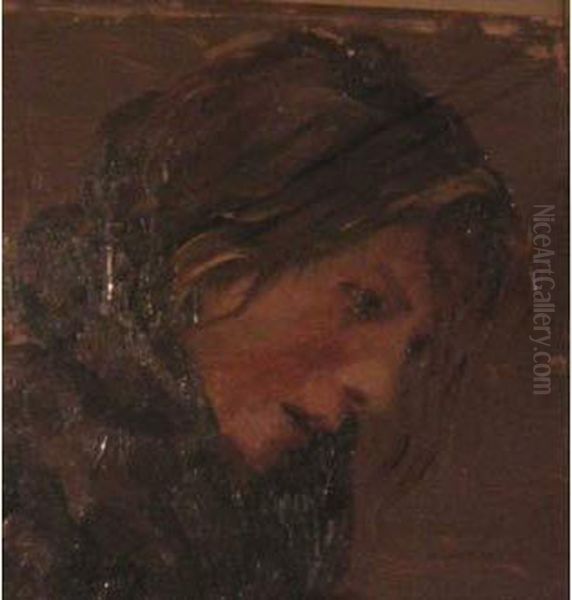 Jeune Femme Au Chle Oil Painting by Francis Tattegrain