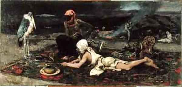 Hindu Snake Charmers Oil Painting by Mariano Fortuny y Marsal