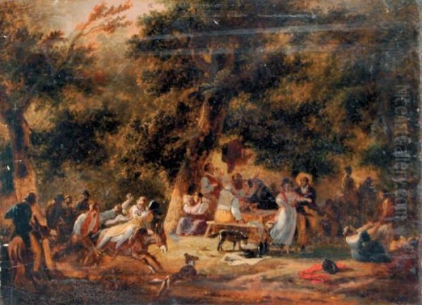 Le Pique-nique Oil Painting by Nicolas Antoine Taunay